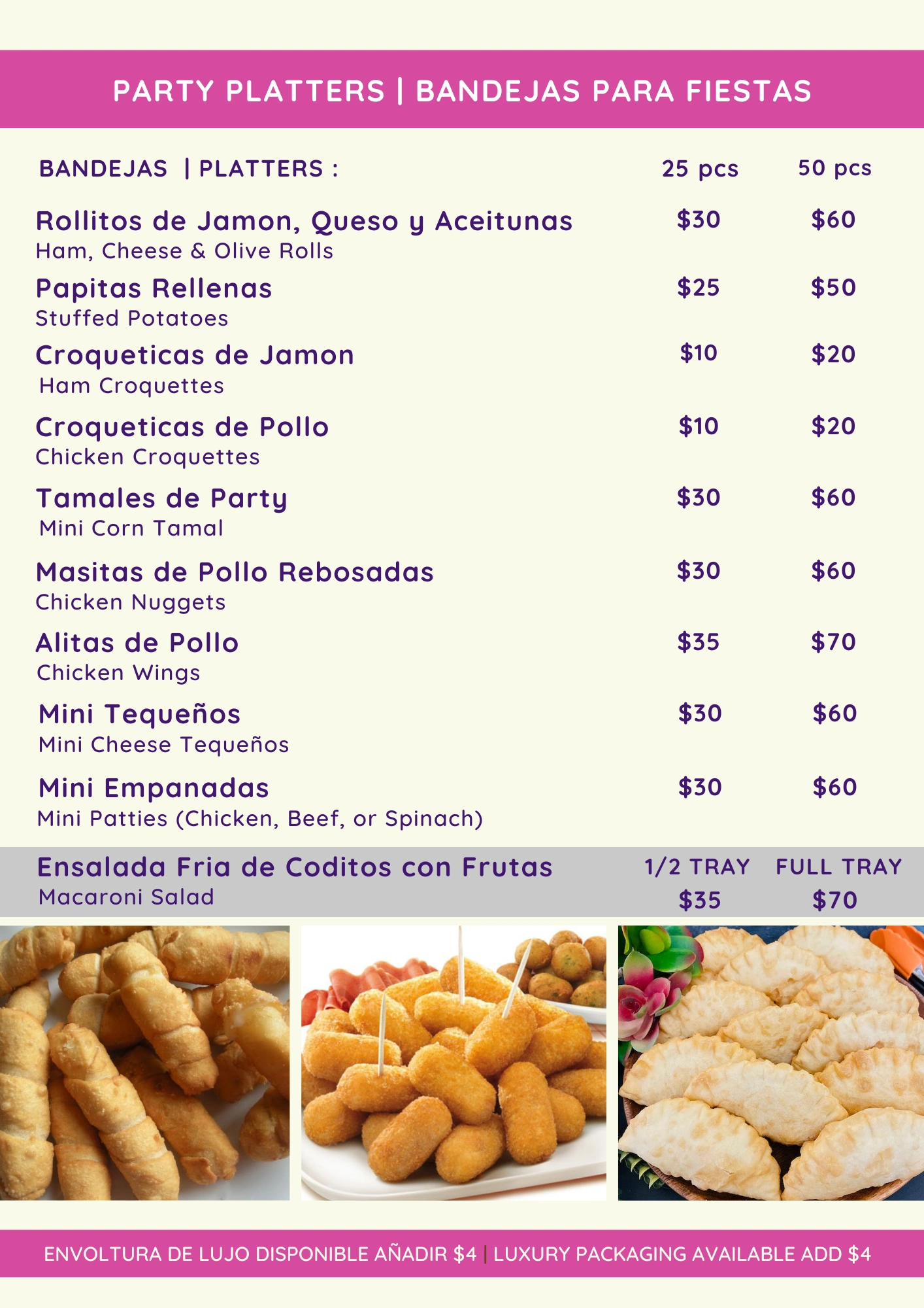 Party platters / Bandejas para fiestas