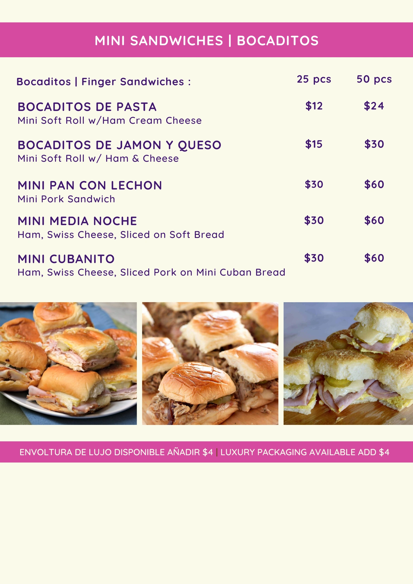 Finger sandwiches / Bocaditos